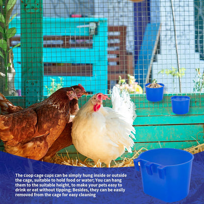 40 Pcs Cage Cups Birds Feeders Bird Water Dispenser Hanging Quail Waterer Plastic Chicken Feeding Watering Dish for Small Coop Parrot Parakeet PET Poultry Pigeon Gamefowl Food Seed Bowl Supplies(Blue)