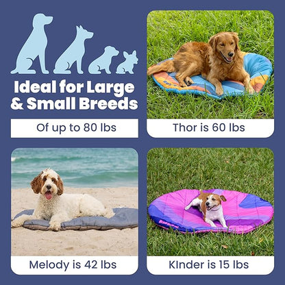 Travel Dog Bed Mat (42" x 30") – Foldable, Packable Outdoor Camping Dog Bed – Lightweight, Water Resistant & Cozy with Soft Padding – Compact, Portable & Machine Washable – Large & Small Breeds - Pink