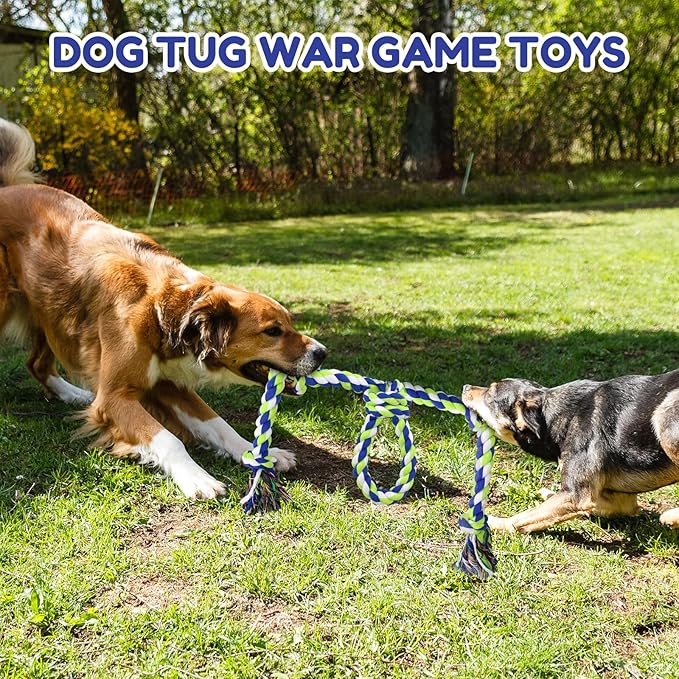 Dog Toys for Aggressive Chewers 2 Pack - Indestructible Natural Cotton Rope Toy, Tough Chew Toys for Medium/Large Breeds, Tug of War Dog Pull Rope Teeth Cleaning, Daily Companionship