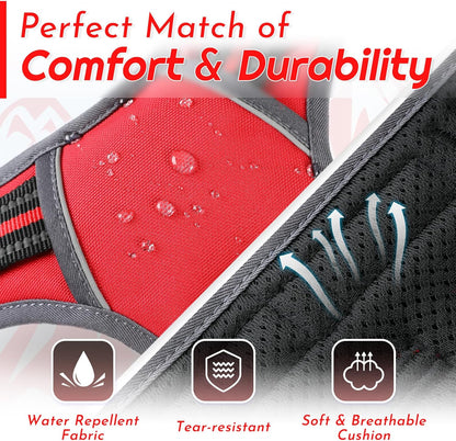 Eagloo Dog Harness for Large Dogs, No Pull Service Vest with Reflective Strips and Control Handle, Adjustable and Comfortable for Easy Walking, No Choke Pet Harness with 2 Metal Rings, Red, L