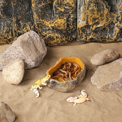 IBWell 5 Inch Reptile Food Dish Escape Proof Reptile Feeding Dish Resin Reptile Water Food Bowl for Bearded Dragon Chameleon Frog Snake Turtle Leopard Gecko