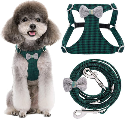 Puppytie No Pull xs Dog Harness with Multifunction Dog Leash,Soft Adjustable No Choke Escape Proof Pet Harness Vest,Knitted Green,xs