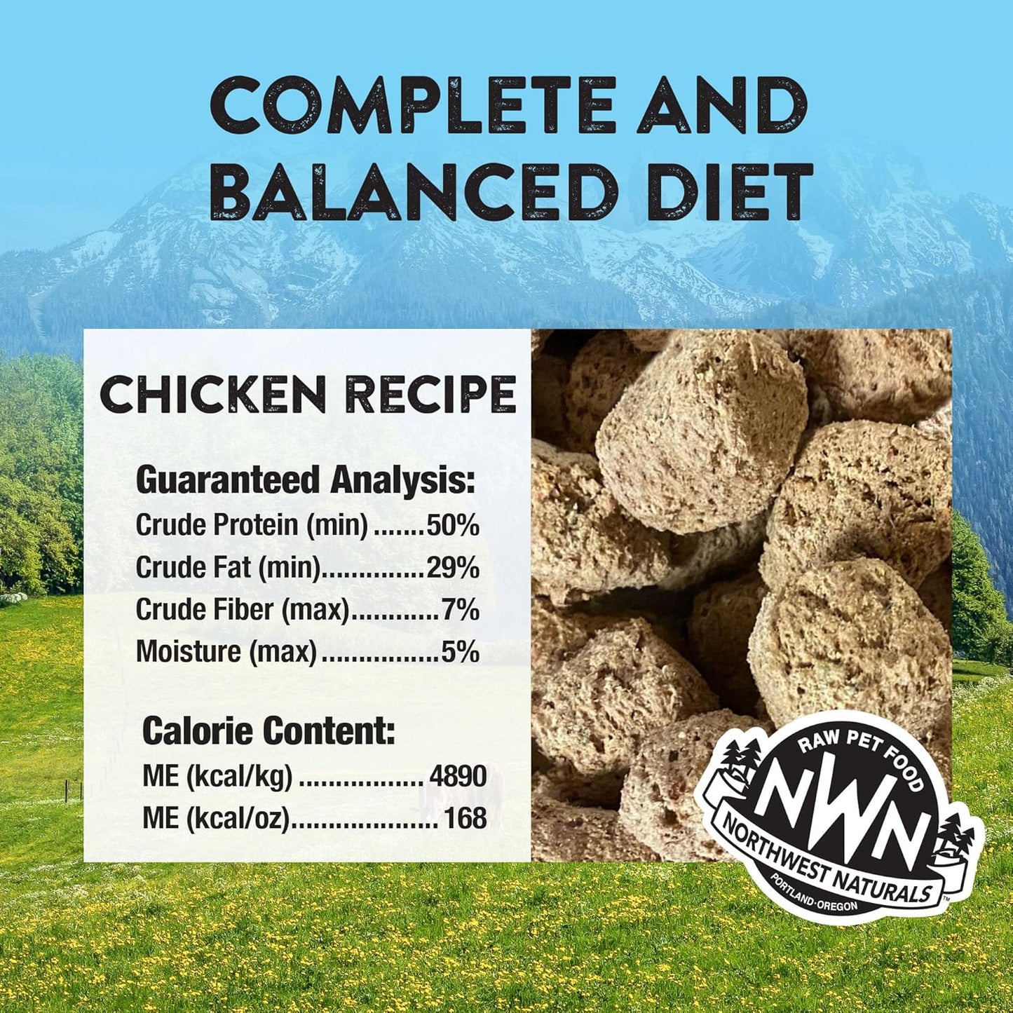 Northwest Naturals Freeze-Dried Chicken Dog Food - Bite-Sized Nuggets - Grain-Free, High-Protein, Raw Diet, Human-Grade Ingredients, All Natural, Premium Quality, Healthy & Nutritious - 12 Oz