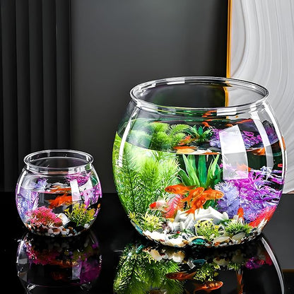 2 Pack Plastic Fish Bowls, 135oz Round Plastic Fish Tank 1 Gallon Aquarium Hydroponic Planter Floral Container for Candy, Carnival Games, Prizes, Party and Table Centerpiece Home Decor