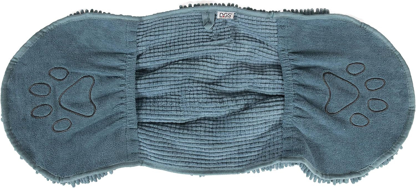 Dog Gone Smart The Dirty Dog Shammy - Fast Drying Plush Shammy Towel with Dual Hand Pockets and Elastic - Super Absorbent Microfiber and Machine Washable - Pacific Blue