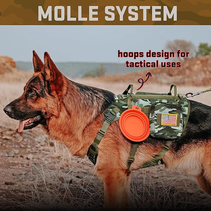 Forestpaw Dog Harness Medium Sized,Tactical Dog Harness with Handle,No Pull Military Style Service Dog Vest with Pockets Adjustable for Medium Large Dogs,Camouflage Green,Chest 15.5-25.5"