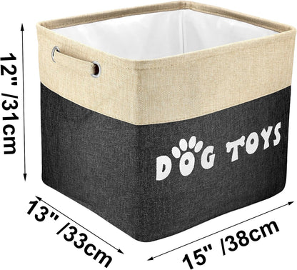 PET ARTIST Large Dog Toy Basket Bin - Rectangular Storage Box Chest Organizer for Dog Toys,Coats,Clothing,Apparel & Accessories & Blanket, Black, 15"x13"x12"