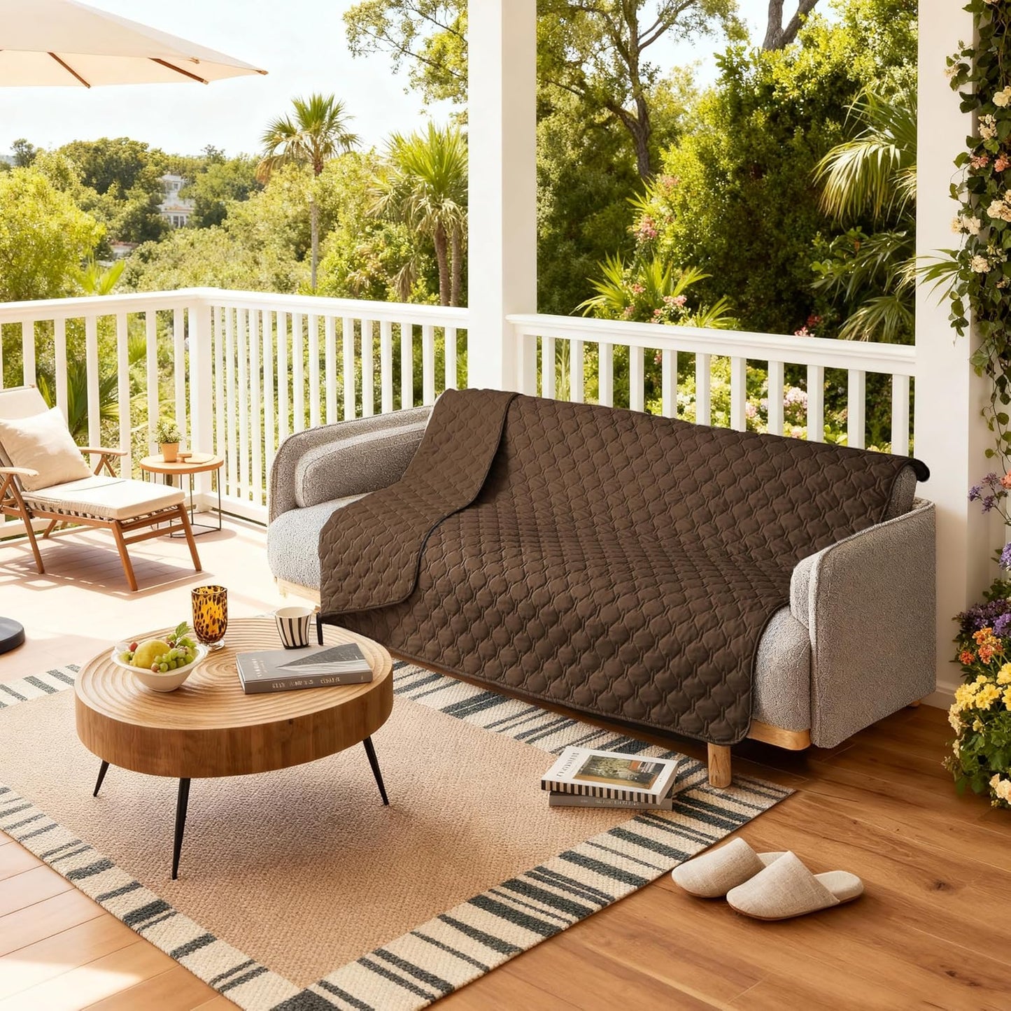 gogobunny 3X Stronger Waterproof Pet Blanket, Scratch Proof Furniture Protector for Dogs Cats, Reversible Cover 82x120 Inch, Dark Chocolate