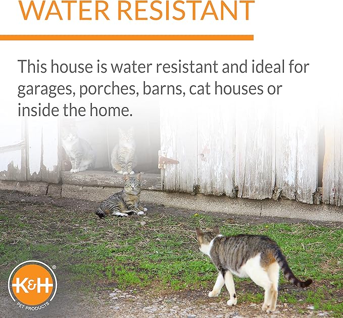 K&H Pet Products Heated Outdoor A-Frame Cat House, Weatherproof Shelter for Strays & Ferals, Safety Listed Insulated Outdoor Kitty House, Removable Door Flaps - Gray/Black 18 X 14 X 14in 20W