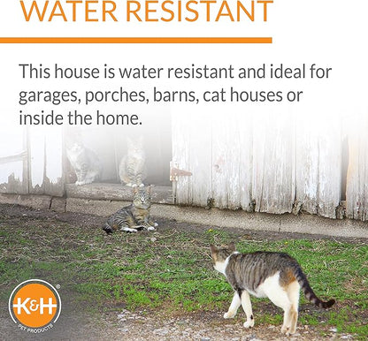 K&H Pet Products Heated Outdoor A-Frame Cat House, Weatherproof Shelter for Strays & Ferals, Safety Listed Insulated Outdoor Kitty House, Removable Door Flaps - Gray/Black 18 X 14 X 14in 20W