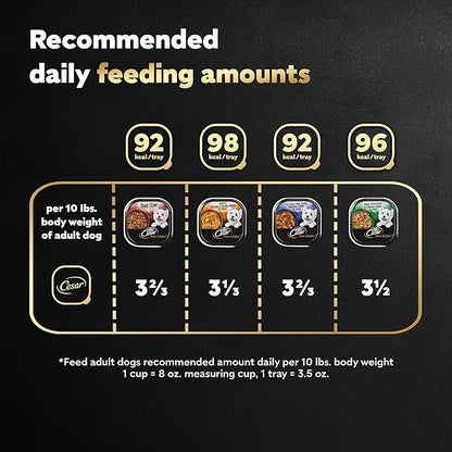 Cesar Home Delights Adult Wet Dog Food, Pot Roast with Spring Vegetables, Beef Stew, Turkey, Green Beans, & Potatoes, and Hearty Chicken & Noodle Variety Pack, 3.5 oz. (24 Count, Pack of 1)