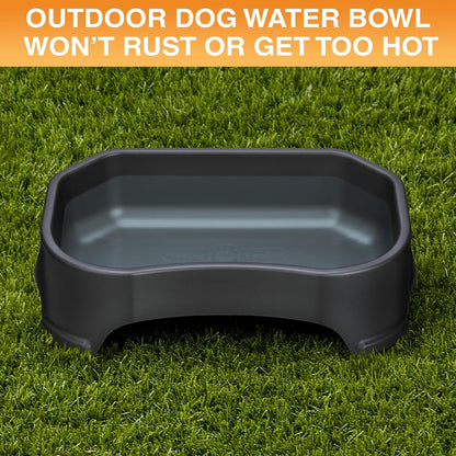 Neater Pet Brands Large Water Bowl for Dogs, Outdoor Dog Water Bowl (1.25 Gallon Extra-Large Capacity), Big Trough Style Food Dish for Indoors or Outside, No Spill Large Dog Bowls, Midnight Black