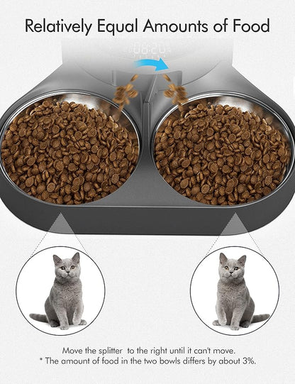 PETLIBRO Pet Food Splitter with Stainless Steel Bowls, Automatic Cat Feeder Bowls for Two Cats or Dogs, Suitable for PETLIBRO Automatic Cat Feeder PLAF005, PLAF006, PLAF103, PLAF203