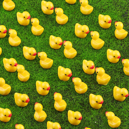 120PCS Mini Resin Animals Cute Yellow Tiny Ducks,Miniature Duck Figures to Hide,Little Animal Toys Small Figurines Bulk for Topper Desk Garden Dollhouse Landscape Aquarium Ornaments DIY Crafts & Decor