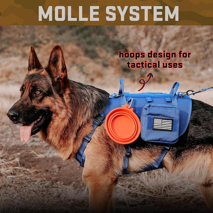 Forestpaw Dog Harness Medium Sized,Tactical Dog Harness with Handle,No Pull Military Style Service Dog Vest with Pockets Adjustable for Medium Large Dogs,Blue,Chest 15.5-25.5"