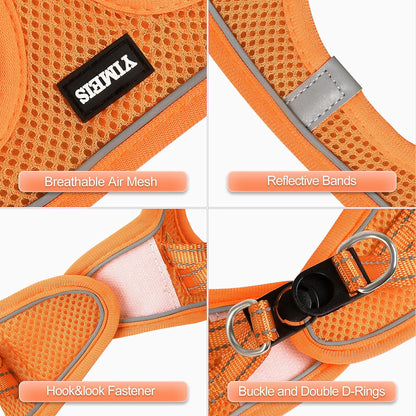 YIMEIS Dog Harness and Leash Set, No Pull Soft Mesh Pet Harness, Reflective Adjustable Puppy Vest for Small Medium Large Dogs, Cats (Orange01, Small (Pack of 1)