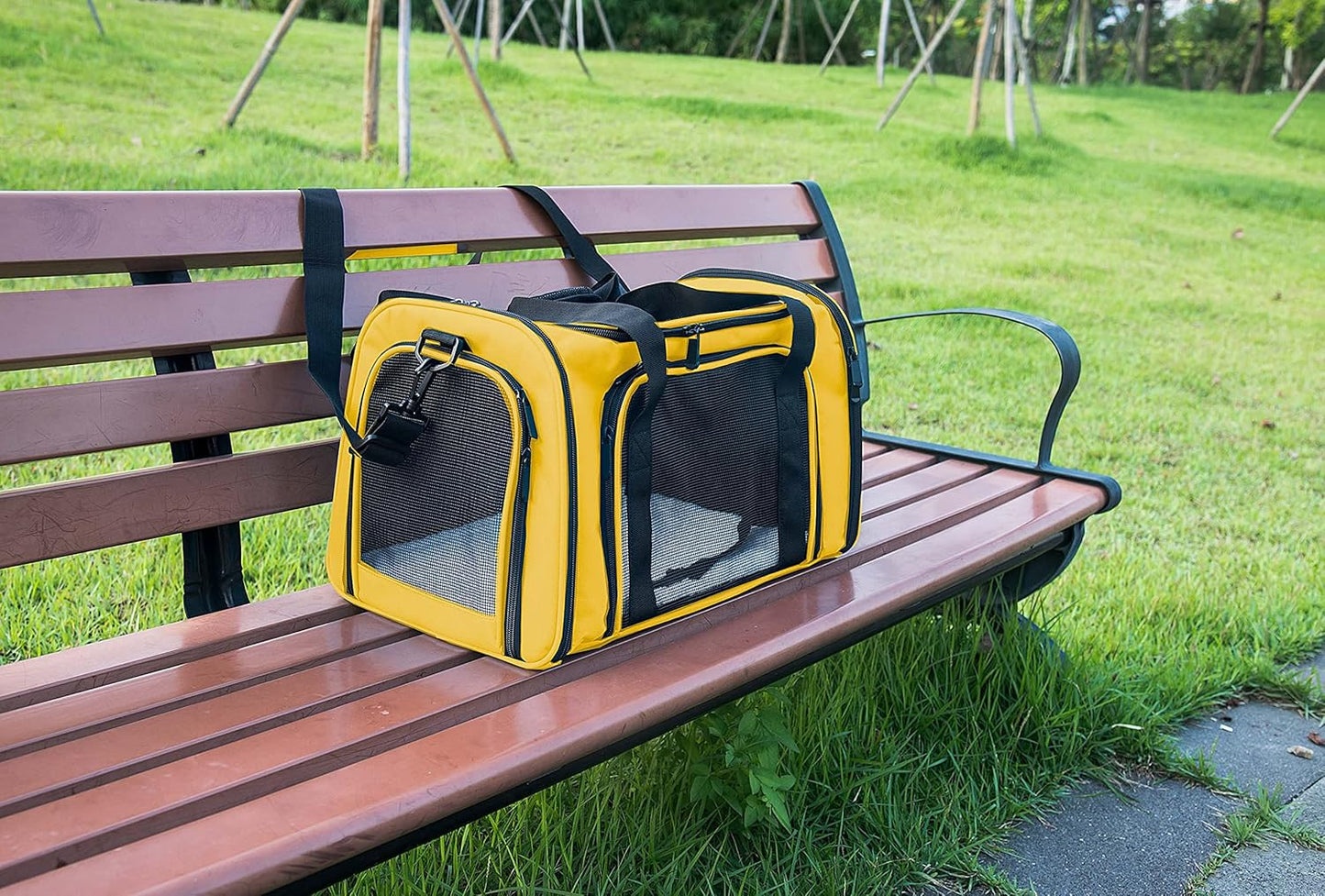 Soft Sided Carrier for Small Medium Cats Dogs,Removable Pad Collapsible Travel Pet Carrier Large Yellow