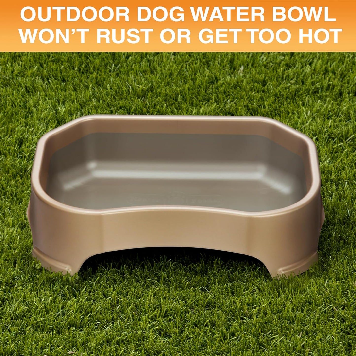 Neater Pet Brands Large Water Bowl for Dogs, Outdoor Dog Water Bowl (1.25 Gallon Extra-Large Capacity), Big Trough Style Food Dish for Indoors or Outside, No Spill Large Dog Bowls, Champagne