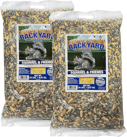 Backyard Seeds Squirrel and Friends Wildlife Feed – Non-GMO Mix for Squirrels, Deer, Birds, Rabbits, Chipmunks & More – All-Natural Backyard Animal Food (40 Pounds)