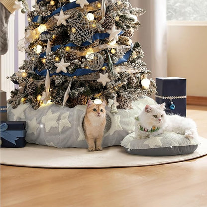 Lesure Cat Tunnel Bed for Indoor Cats - Cute Cat Donut Tunnel Toys for Small Large Cats with Washable Circle Cushion, Round Pet Peekaboo Cave Toy for Kitten/Puppy/Rabbit, Standard Grey