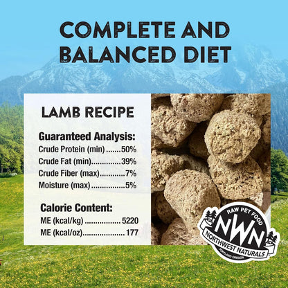 Northwest Naturals Freeze-Dried Lamb Dog Food - Bite-Sized Nuggets - Grain-Free, High-Protein, Human-Grade, Limited Ingredients, All Natural, Nutrient-Dense, Healthy & Nutritious - 12 Oz (Pack of 2)