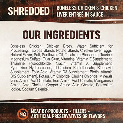 Wellness CORE Signature Selects Shredded Adult Wet Cat Food, Natural, Protein-Rich, Grain Free, 2.8 Ounce, 12 Pack (Chicken & Chicken Liver)