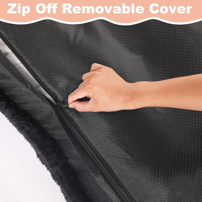 Bedfolks Waterproof Dog Crate Pad, Plush Dog Kennel Bed with Removable Cover, Faux Fur, Washable, 21"x13", Black