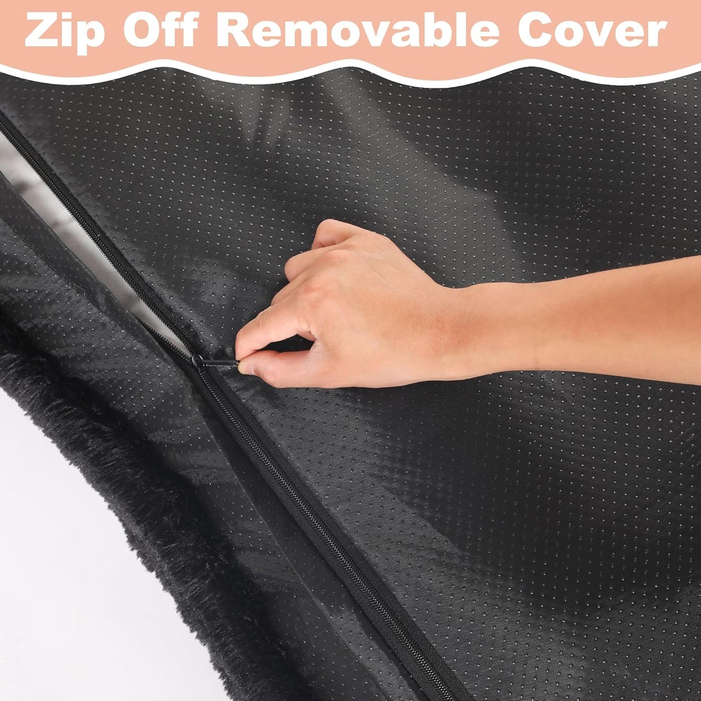 Bedfolks Waterproof Dog Crate Pad, Plush Washable Dog Kennel Bed - 35"x23", Black