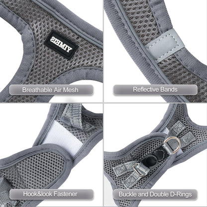 YIMEIS Dog Harness and Leash Set, No Pull Soft Mesh Pet Harness, Reflective Adjustable Puppy Vest for Small Medium Large Dogs, Cats (Gray, Small (Pack of 1)