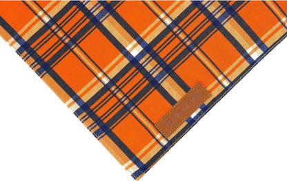 Realeaf Fall Dog Bandanas 2 Pack, Reversible Orange Plaid Holiday Pet Scarf for Boy and Girl, Premium Durable Fabric, Halloween Thanksgiving Bandana for Medium and Large Dogs (Large)