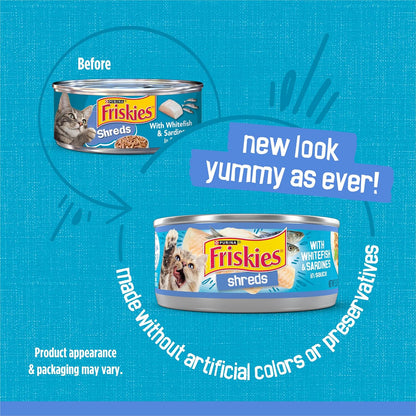 Purina Friskies Shreds With Whitefish and Sardines in Sauce Wet Cat Food - (Pack of 24) 5.5 oz. Cans