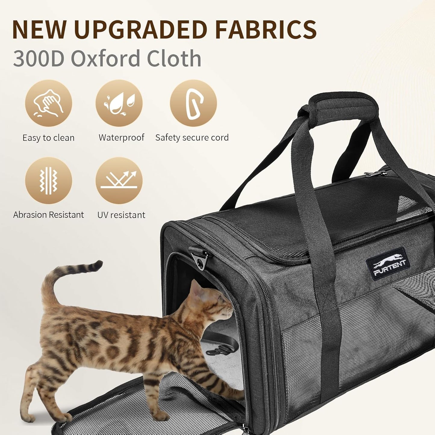 TSA Approved Pet Carrier in Cabin with Foldable Litter Box for Kittens and Small Dogs Fits Pets Up to 15 lbs, Animal Rabbit Puppy Soft Pet Carrier Portable Airline Approved, Travel for Comfort, Black