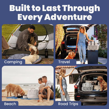 The Original Doggy Bag™- Dog Travel Bag for Supplies - Ultimate Gift for Dog Moms & Dads, Doggy Lovers & Pet Owners for Christmas- Includes 2 BPA-Free Travel Bowls and 2 Food Containers: Beige