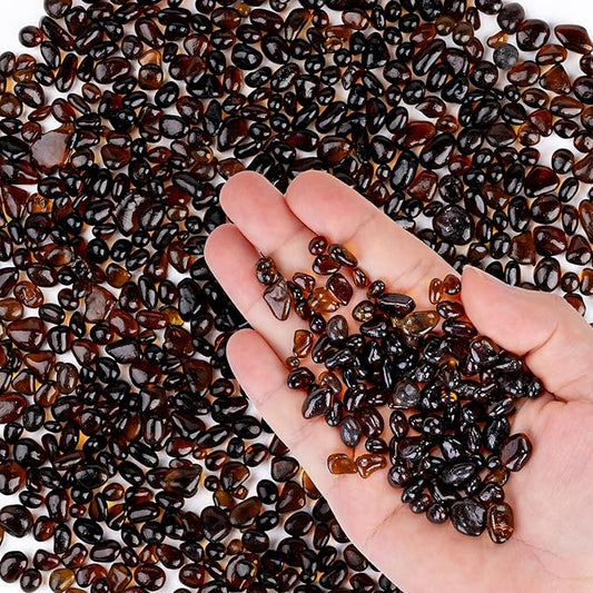 Meschett Colorful Glass Stones, 1 LB Fish Tank Gravel, Small Irregular Rainbow Aquarium Gravel for Aquarium Decorations and Turtle Tank, Sea Glass Beads Crystals for Fish Bowl, Vase Filler,Brown