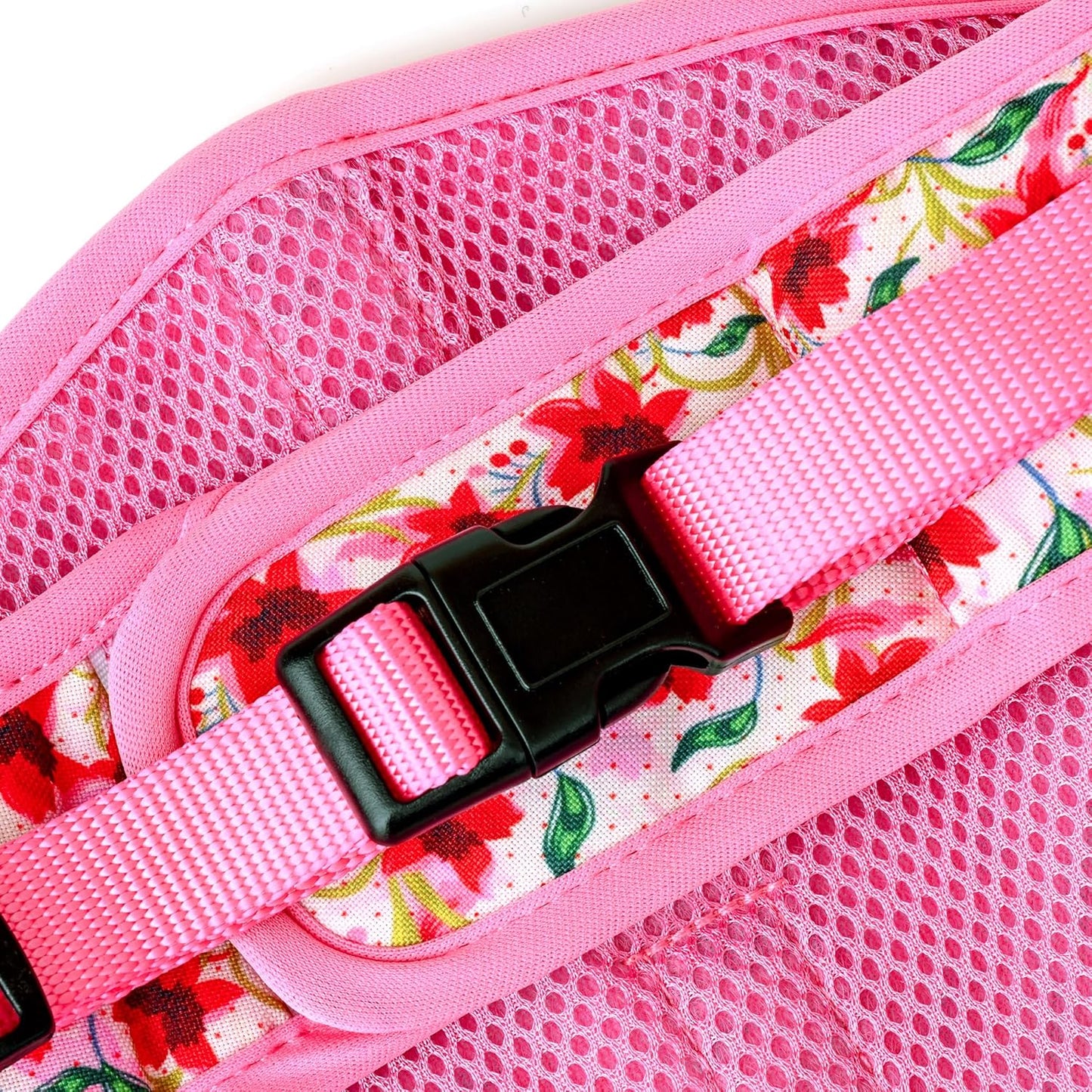 Mile High Life Dog Harness, Air Mesh Floral Vest Harness for 20 lbs Small Dogs & Cats, Easy Get on Adjustable Easy Closures Both Neck and Chest(Lily, M Chest 18"-20")