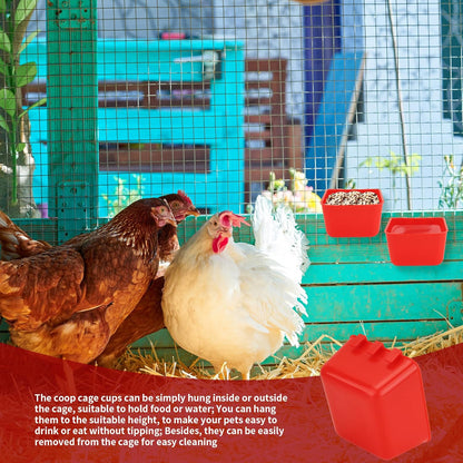 40 Pcs Cage Cups Chicken Feeder Cups 16 oz Hanging Bird Food Water Cups Bunny Cage Feeding Bowl Dish for Pet Parrot Rooster Parakeet Gamefowl Poultry Pigeon Wire Cage(Red)