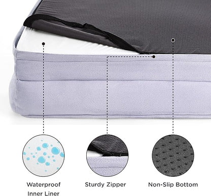 Bedsure Orthopedic Dog Beds Large Sized Dog - Washable Large Dog Cat Bed Waterproof, Comfort Dogs Couch Sofa with Washable Removable Cover, Pet Bed with Nonskid Bottom, Lavender, 35"
