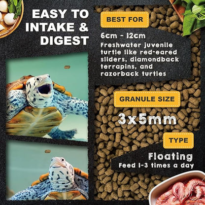 Ultra Fresh Floating Juvenile Turtle Food, All Natural Ingredients, Wild Sword Prawn, w/Deodorizing Probiotics, Juvenile Turtle Deodorizing Nutri Stick 15 oz