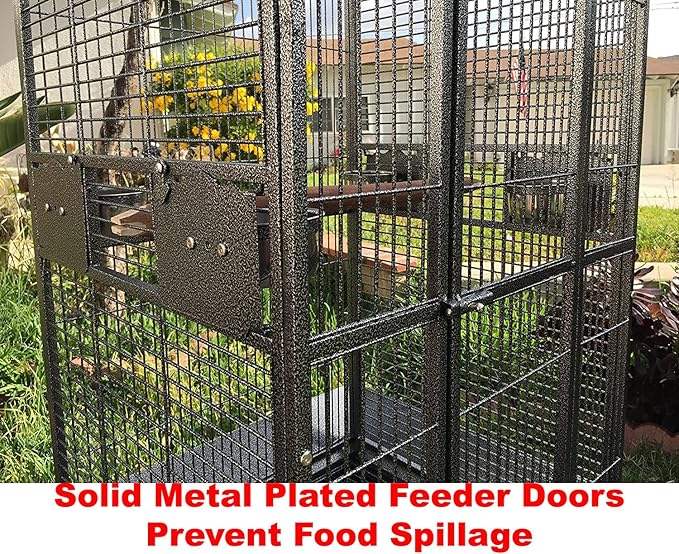 Extra Large Double Ladders Open Play Top Wrought Iron Bird Parrot Parakeet Finch Macaw Cockatoo Cage, Include Seed Guard and Toy Hook 39.5" L x 30.5" W x 67" H