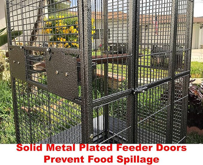 Extra Large Double Ladders Open Play Top Wrought Iron Bird Parrot Parakeet Finch Macaw Cockatoo Cage, Include Seed Guard and Toy Hook 39.5" L x 30.5" W x 67" H
