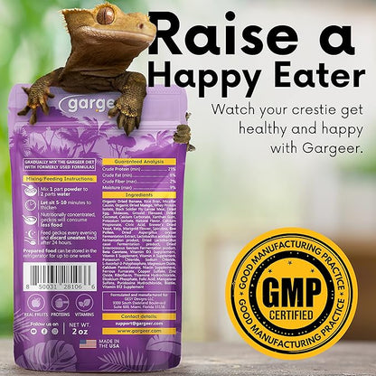2oz Complete Crested Gecko Food Diet. Premium Mix, Ready to Use Freshly Made Powder. Unique Formula, Developed & Made in The USA. Enjoy! (Tropical + Insects Protein)