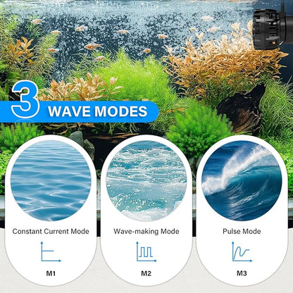 hygger Aquarium Wave Maker for 10-20 Gallon Fish Tanks, Adjustable DC Power Heads for Aquarium with Controller, Aquarium Circulation Pump With Magnetic Base for Saltwater Freshwater Tank 790 GPH
