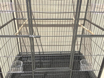 54" Pet Products Large Wrought Iron Breeder Bird Flight Cage Side Breeding Nest Doors with Removable Rolling Stand