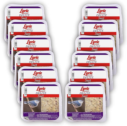 Lyric Delite High Protein Wild Bird Seed Suet Cakes for Wild Birds, 12 oz. (12 Pack)
