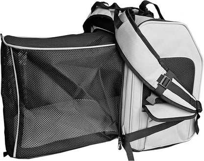 Expandable Pet Backpack Carrier – Dog & Cat Travel Bag with 4-Way Entry, Mesh Windows, Storage Pockets, Secure Zippers, Washable Cushion, Bonus 2 Collapsible Pet Bowls