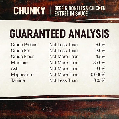Wellness CORE Signature Selects Chunky Adult Wet Cat Food, Natural, Protein-Rich, Grain Free, 2.8 Ounce, 12 Pack (Beef & Chicken)