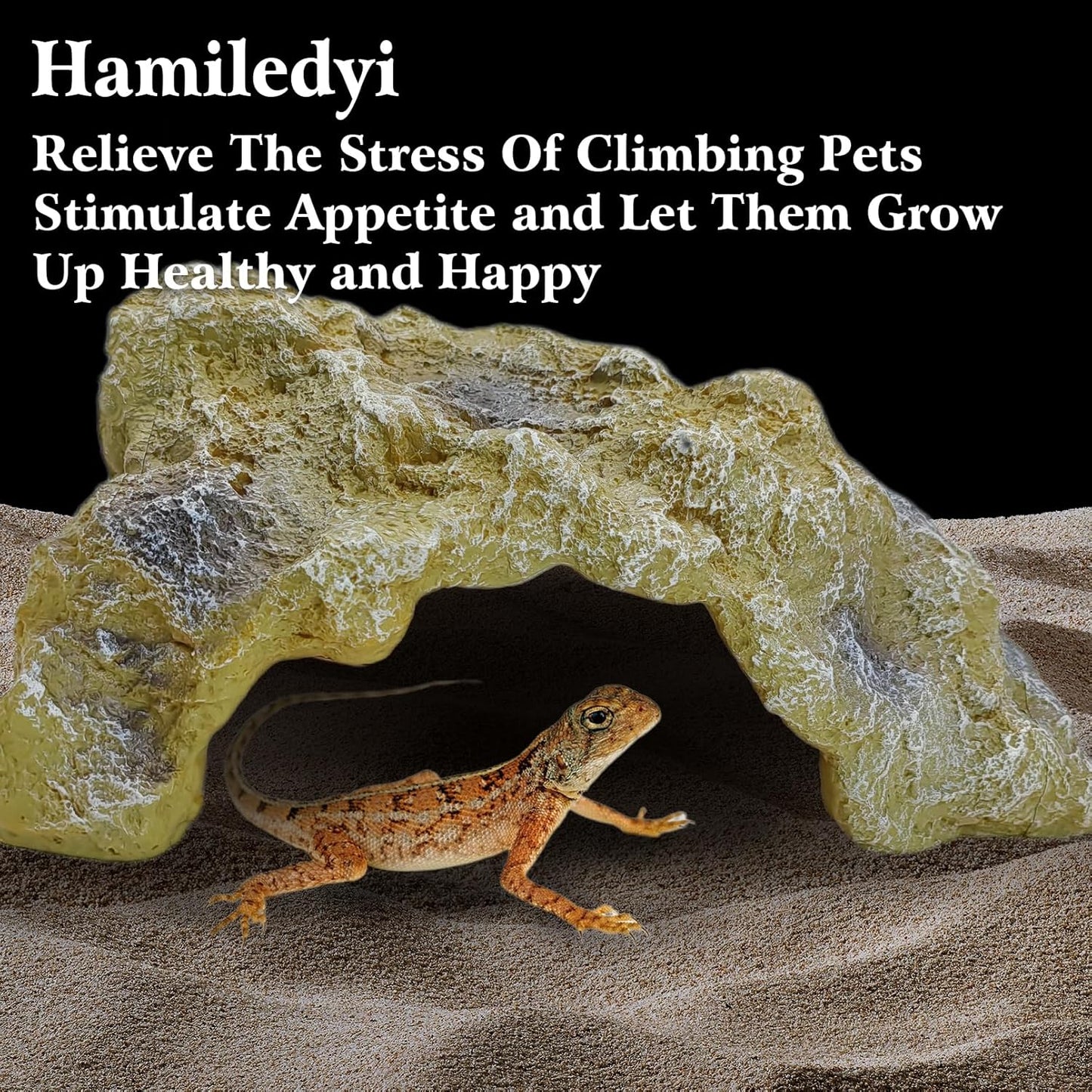 Hamiledyi Reptile Hides Large Simulation Rock Reptile Cave Hideouts Terrarium Habitat Décor Bearded Dragon Hideout for Snake Geckos Lizards Turtle Frogs Amphibians (L)