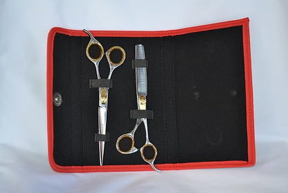 Sharf Gold Touch Pet Grooming Shear Kit 7.5 Inch Straight & 6.5" 42-Tooth Thinning Scissors
