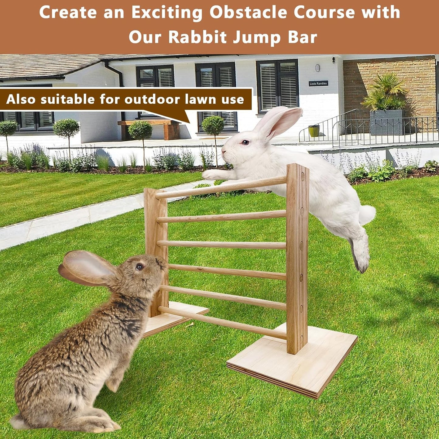 Rabbit Jump Bar Bunny Agility Equipment Set Wooden Rabbit Obstacle Exercise Toys Adjustable Height Training Jumping Hurdles for Bunny Guinea Pig Ferret Squirrel