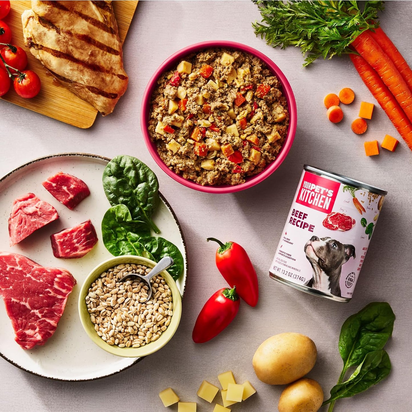 YOUR PET'S KITCHEN Wet Dog Food, Chicken Pot Pie Recipe & Beef Recipe Variety Pack - 13.2 oz Cans (Pack of 12), Made in The USA with Real Chicken